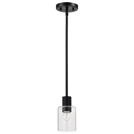 Nuvo Clarksville - 5 Inch Mini Pendant - Matte Black with Clear Glass 60/8064
